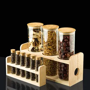 Многофункциональный креативный деревянный герметичный Кухонный Контейнер Для Хранения Продуктов стеклянная герметичная банка бамбуковая подставка для дисплея кофейных зерен
