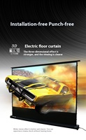 Écran de projection motorisé électrique de 100 pouces, écran de projection au sol, 4K HD ALR, écrans de projection roulants, projecteur laser UST, portable, pour la maison