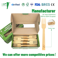 Ensemble de couverts jetables en bambou certifiés FSC et FDA pour vendeurs e-commerce, avec inspection de qualité de l'emballage personnalisé, sur palette