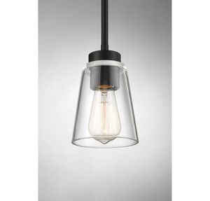 1-<strong>Light</strong> Matte Black Glass Shade Mini-Pendant <strong>Light</strong> for Dining Table Kitchen <strong>Island</strong> - Product Image 4
