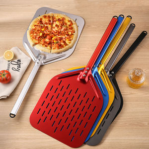 Manjia-Paleta de aluminio para pizza personalizada de 10 ", 12", 13 "y 14" con mango extendido, cáscaras de torneado de pizza rectangulares para hornear - Product Image 4