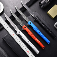 Couteau pliant de style stylo en alliage d'aluminium 3Cr13 TC4 M390, lame pliable, plusieurs couleurs, couteau de poche de survie à motif Damas EDC
