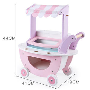 Ensemble de jouets de <span class=keywords><strong>cuisine</strong></span> en bois, 20 pièces, jeu de rôle éducatif de <span class=keywords><strong>simulation</strong></span>, cadeau d'anniversaire, glacée rose, chariot - Product Image 6