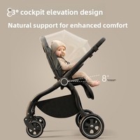 Poussette bébé Tiger Pro en alliage aluminium-magnésium, haute position, légère, quatre roues, amortissement indépendant, pliable