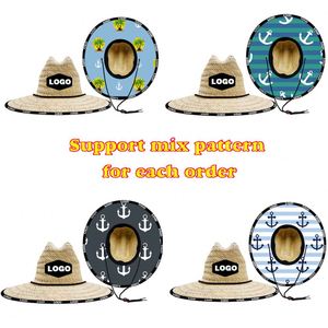 Small MOQ Custom Design Grass Material <b>Straw</b> <b>Hat</b> Adult One Size Lifeguard Beach <b>Hat</b> for <b>Men</b> - Product Image 2