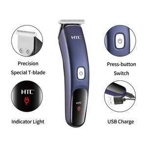 Tondeuse à cheveux HTC AT-506 T-Blade Zero Cutting pour hommes, moteur Type-C 180, écran LCD, puissante - Product Image 2