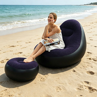 Fauteuil gonflable pliable moderne et minimaliste en PVC et polaire, canapé gonflable individuel pour extérieur, plage, camping, jardin, détente et vacances