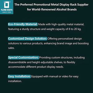 Satom-estantes de altura ajustables para gráficos impresos personalizados, estante de exhibición de suelo de Metal de alambre plegable de construcción de marca - Product Image 3