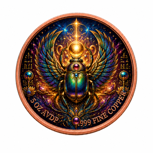 Pièce de monnaie personnalisée en cuivre fin 999 de 5 oz, ronde, avec impression UV, motif <span class=keywords><strong>Scarab</strong></span>ée ailé, objet de collection, fabrication OEM - Product Image 1
