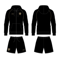 Kit de football personnalisé OEM, maillot de football noir, shorts, chaussettes, survêtement d'entraînement, veste à capuche, casquette, sac de sport, uniforme d'équipe