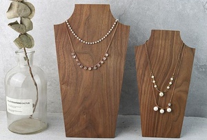 ชั้นวางสร้อยคอไม้วอลนัทสีดำทึบมินิมอลลิสต์อุปกรณ์จัดแสดงเครื่องประดับชั้นเก็บเครื่องประดับ - Product Image 3