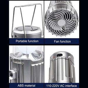 Linterna LED portátil multifunción 6 en 1 para acampar al aire libre, con ventilador, luz de ahorro de energía, linterna recargable Solar, envío directo - Product Image 3