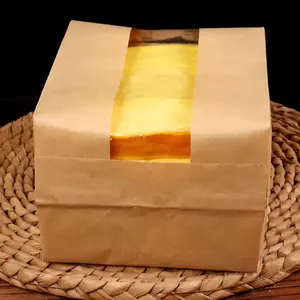 حقائب للخبز مصنوعة من الورق والقطن المطبوع حسب الطلب إصدار عام 2024 مع فتحة شفافة للتغليف حسب الطلب إصدار 2023