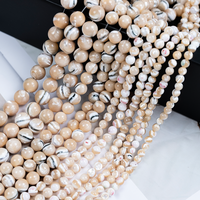 Perles de coquillage Trochus rayées naturelles, brin de 5 à 10 mm, perles de coquillage rondes lisses pour accessoires de bijoux faits à la main