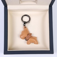 Porte-clés Bouledogue Français Adorable en Cuir PU, Pendentif Chien pour Femmes et Filles, Accessoire de Décoration pour Sac et Voiture, Cadeau Créatif