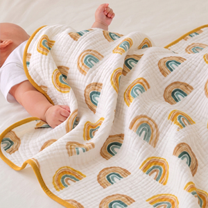 Coperta per Neonati a Sei Strati in Mussola di Cotone Organico con Stampa Floreale 120*120cm Morbida per la Cura del <span class=keywords><strong>Neonato</strong></span> - Product Image 4