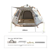 Tente carrée d'été épaissie pour camping extérieur, ensemble complet de surveillance nocturne 1500-2000mm, imperméable, pliage automatique, chaude et coupe-vent