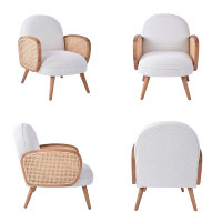 Fauteuil d'appoint moderne CARLFRORD en rotin à bras unique – Siège élégant et luxueux pour salon ou hôtel – Chaise en osier tressé