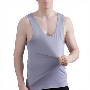 เสื้อกล้ามคอวีสีม่วงอ่อนสำหรับผู้ชาย ผ้าถักเนื้อนุ่ม ระบายอากาศได้ดี สวมใส่สบายๆ - Product Image 2