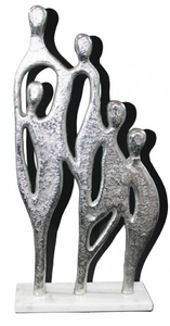 Escultura Familiar de Aluminio Premium con Base de Mármol, Figura Decorativa Moderna Abstracta Plateada - Product Image 4
