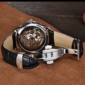 Reloj de Pulsera PAGANI DESIGN 1638 para Hombre, Mecánico Automático, Esqueleto, Caja de Acero Inoxidable, Correa de Cuero Azul, Analógico, de Lujo - Product Image 5