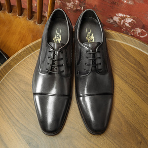 Zapatos Oxford de Cuero Genuino para Hombre, con Punta en Pico, con Cordones, Formales, para Vestir, para Todas las Temporadas, de Color Sólido, Envío Directo - Product Image 5