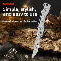 Couteau pliant tout acier multifonctionnel, ouvre-boîte, porte-clés, coupe-fruits, équipement EDC, vente en gros OEM, ensemble avec logo personnalisé