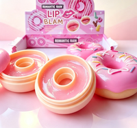 Grosir 24 Pcs Lip Balm Pelembap Donat Pink dengan Vitamin C, Kemasan Bulat, Masker Bibir, Perlengkapan Tidur