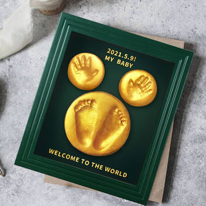 ベビーシャワーギフトのための年のラット手の足プリントキット天然木箱、男の子の女の子のための新生児のKeepsakeプレゼント - Product Image 4