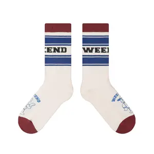 Farb block Socken benutzer definierte Logo Unisex Casual Crew 100% Baumwolle Designs Männer bunte Socken