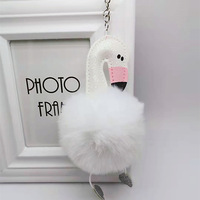 Flamingo Pom Pom porte-clés jouets en peluche dessin animé mignon moelleux boule de fourrure flamant rose peluche porte-clés pendentif porte-clés
