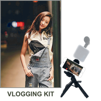 Kit de réalisation de vidéos pour smartphone AY 49 Kit de vlogging avec poignée, microphone canon, lumière LED et télécommande sans fil Kit Youtube