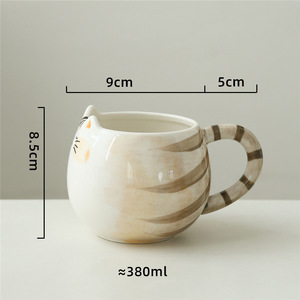 Tasse à <span class=keywords><strong>café</strong></span> réutilisable en porcelaine peinte à la main 3D créative Design personnalisé de chat mignon - Product Image 6