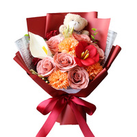 Oso de Jabón Artesanal Ecológico para el Día de San Valentín, Ramo de Flores en Caja de Regalo, con Certificación MSDS, Regalo Romántico