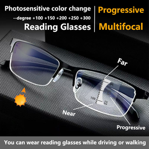 <span class=keywords><strong>Lunettes</strong></span> <span class=keywords><strong>de</strong></span> <span class=keywords><strong>presbytie</strong></span> progressives multifocales photochromiques pour hommes avec monture carrée anti-lumière bleue, monture en métal - Product Image 3