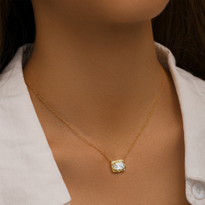 Collar de Plata de Ley 925 Minimalista CANNER con Incrustaciones de Circonita en Forma de Ojo de Caballo, Perla Redonda Cuadrada, Collar de Clavícula para Mujer - Product Image 4