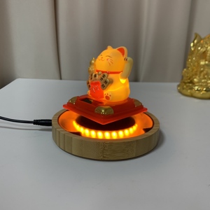 HCNT Magnetic Levitating Golden Fortune Cat Night <b>Light</b> With LED Base Touch Control Home Decor Gift - Product Image 2