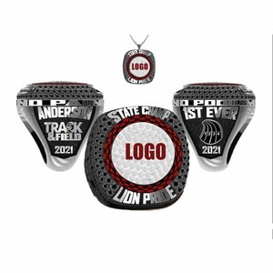 Bagues de championnat en métal personnalisées en gros mode sportive bagues de champion de basket-ball plaqué rhodium pour jeunes sportifs - Product Image 2