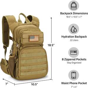 Sac à dos tactique d'hydratation CVLIFE 22L, robuste, avec poche à eau Molle 3L en TPU, sac à dos de randonnée pour hommes et femmes, confortable - Product Image 4