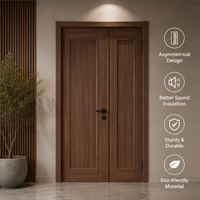 Porte double asymétrique en WPC assemblée haut de gamme, surface recouverte de PVC pour dimensions personnalisées surdimensionnées et flexibles CE
