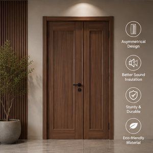 <span class=keywords><strong>Puerta</strong></span> <span class=keywords><strong>Doble</strong></span> de WPC de Alta Gama, Asimétrica, con Revestimiento de PVC, para Dimensiones Personalizadas y Flexibles, con Certificación CE - Product Image 1