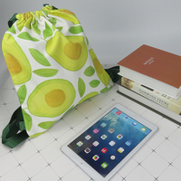 Trendy, eenvoudige, ecovriendelijke, zachte canvas rugzak met trekkoord, grote capaciteit, draagbaar, fruitthema schouderband