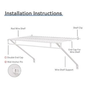 Wall Mounted Wire Shelf Clothes Rod Closet Organizer Adjustable Carbon Steel Garment <b>Rack</b> Storage - Product Image 1