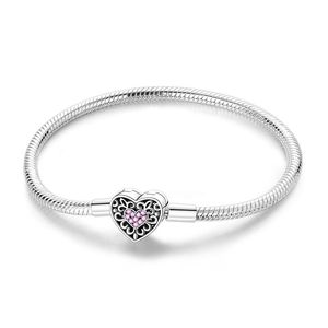 Pulsera <span class=keywords><strong>Pando</strong></span> de Plata 925 Original para Mujer, Novedad 2025 al por Mayor, Estilo Clásico con Cadena de Serpiente, Cuentas y Dije de Circonita en Forma de Corazón para DIY - Product Image 5