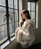 Manteau cape à capuche en fourrure de renard de luxe |   Écharpe d'hiver en mélange de laine 100% |   Veste élégante à col oversize et style poncho chaud pour femmes
