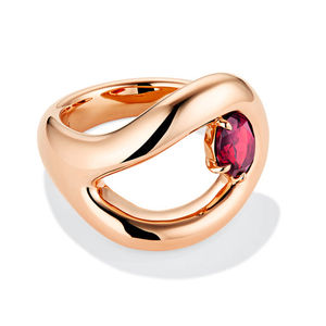 Gemnel nuevo anillo de rubí cultivado en laboratorio de Plata de Ley 925 anillo de forma curva Irregular - Product Image 6
