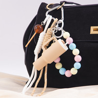 Porte-clés personnalisé avec cadre photo cœur rouge, porte-photo, pendentif nœud perlé pour sac à main fourre-tout d'été pour femme
