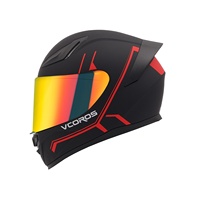 Casque de moto intégral VF103, casques de moto unisexes avec visière rouge, homologué DOT, casque de moto pour toutes les saisons