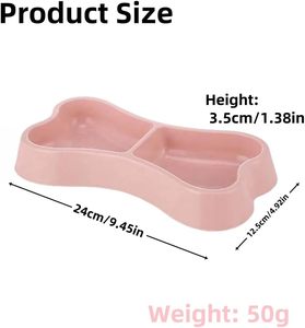 Bone Shaped Waterproof Portable Pet Double Bowl in Macaron & Bright Colors Plastic for Dogs & <b>Cats</b> - Product Image 2