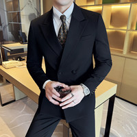 Costumes pour hommes à double boutonnage 2 pièces avec pantalon à braguette zippée pour marié, bal de promo, dîner, smoking